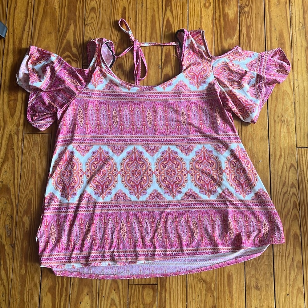 Pink Cold Shoulder Top